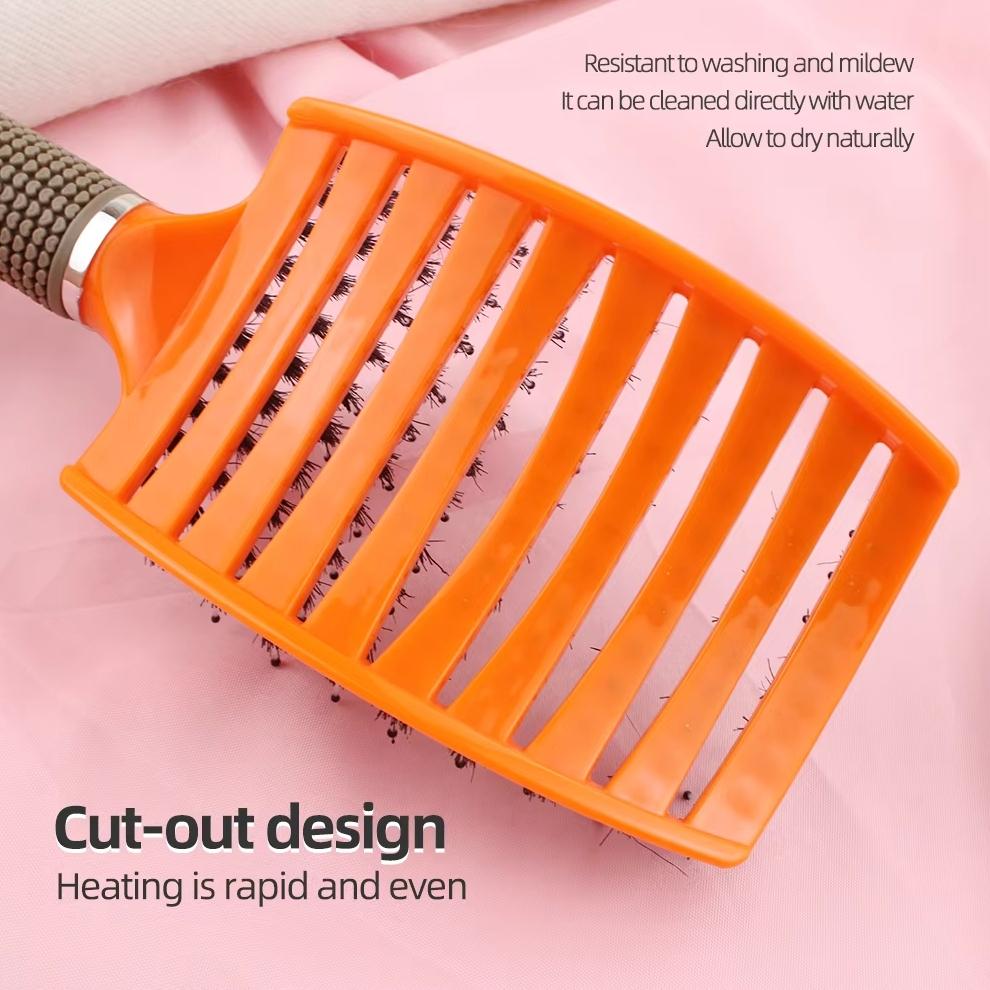 Scalp Massage Comb Bristle Nylon Rubber Handle Vent Detangle Brush for Curly Hair Women & Men Hairdressing Tools