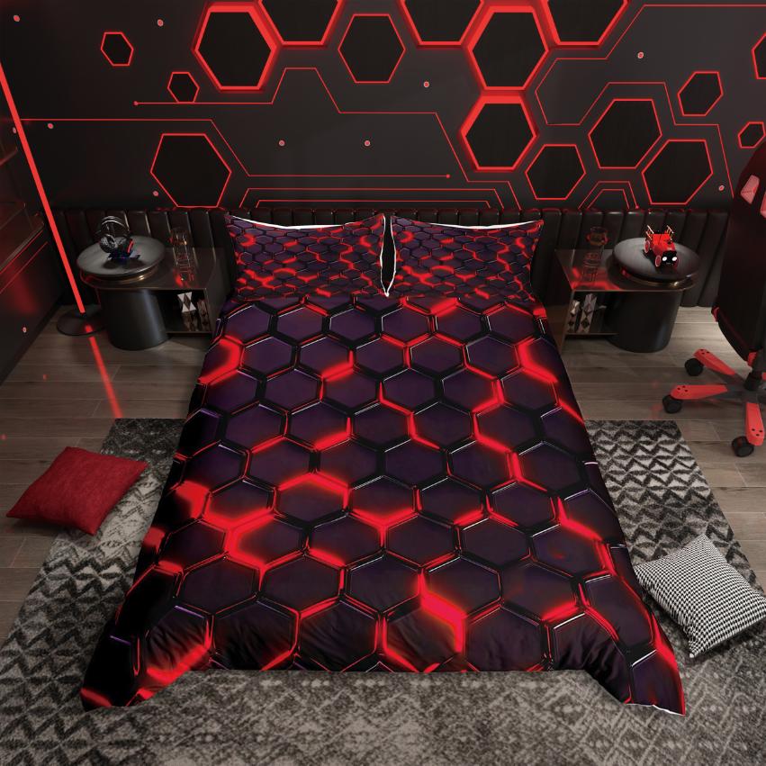 Comforter Homewish Geometric Honeycomb Gradient Hexagon For Teens Bedding Setabstract Geometry Bed Set