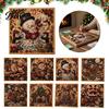 Winter Holiday Crafting Supplies Christmas Faux Pearl Art Kit, DIY Rhinestone Painting 8" X 8", Cartoon Sparkling Mosaic for Beginners Snowman Animal