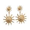 European Retro Sun God Baroque Earrings - Exaggerated Gold Dangle 