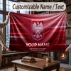 Custom Name Flannel Throw Blanket Poland Football Pattern Warm Home Decoration