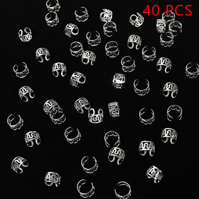 40Pcs Dreadlock Beads Hair Rings Braids Hair Rings For Women Hollow Out Adjustable Braiding Hair Rings Fashion Hair Accessories A2