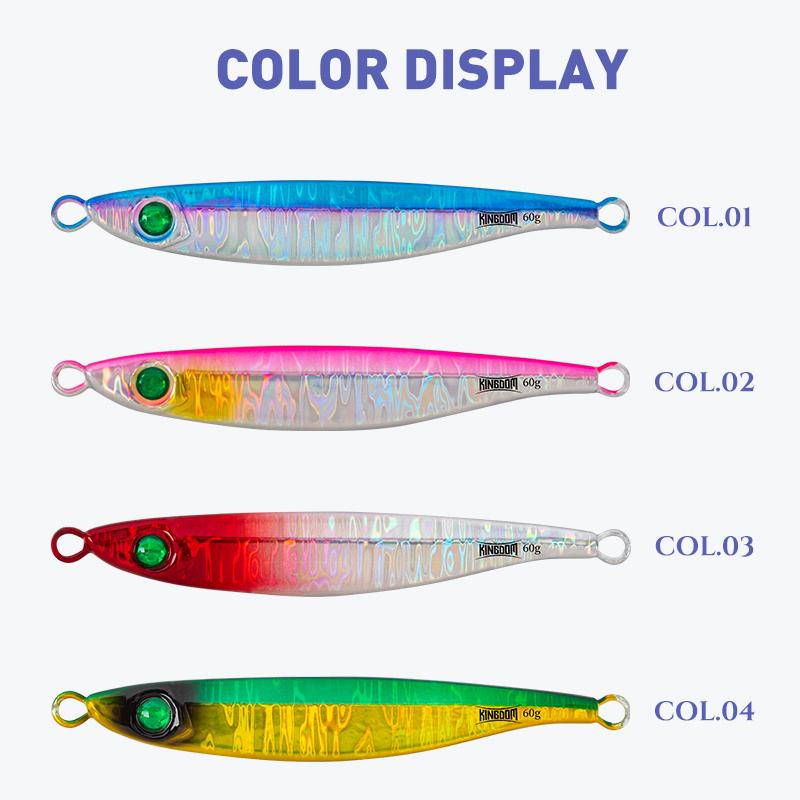 Kingdom Far Casting Sinking Slow Jigging 30g 80mm 60g 100mm Micro Jig Fishing Lure Artificial Saltwater Bass Bait Tackle