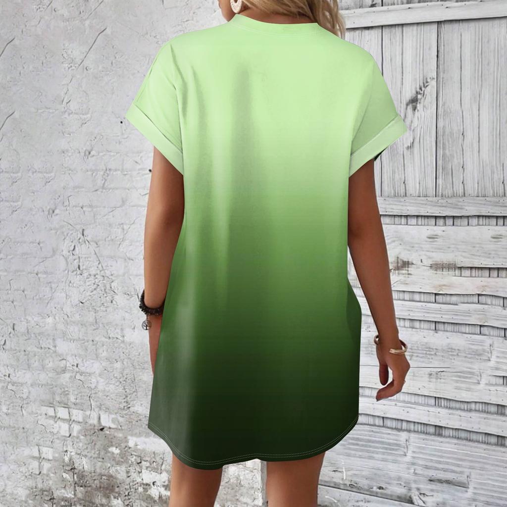 Damesmode Zomer Bedrukt Losse Korte Mouw Losvallende Middellange T-shirt Jurk