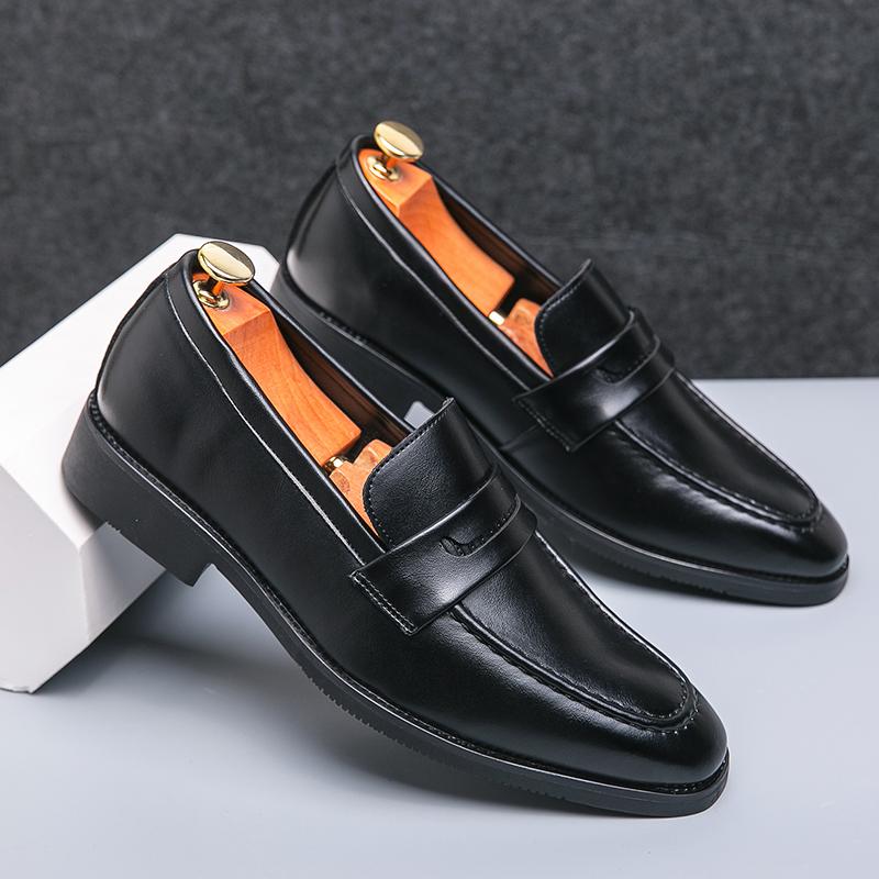 

Дизайнерская свадебная обувь Мужские лоферы Слипоны Дерби Ретро Деловая Кожаная Мужская обувь Повседневная Социальная Нарядная обувь 45 чёрный
