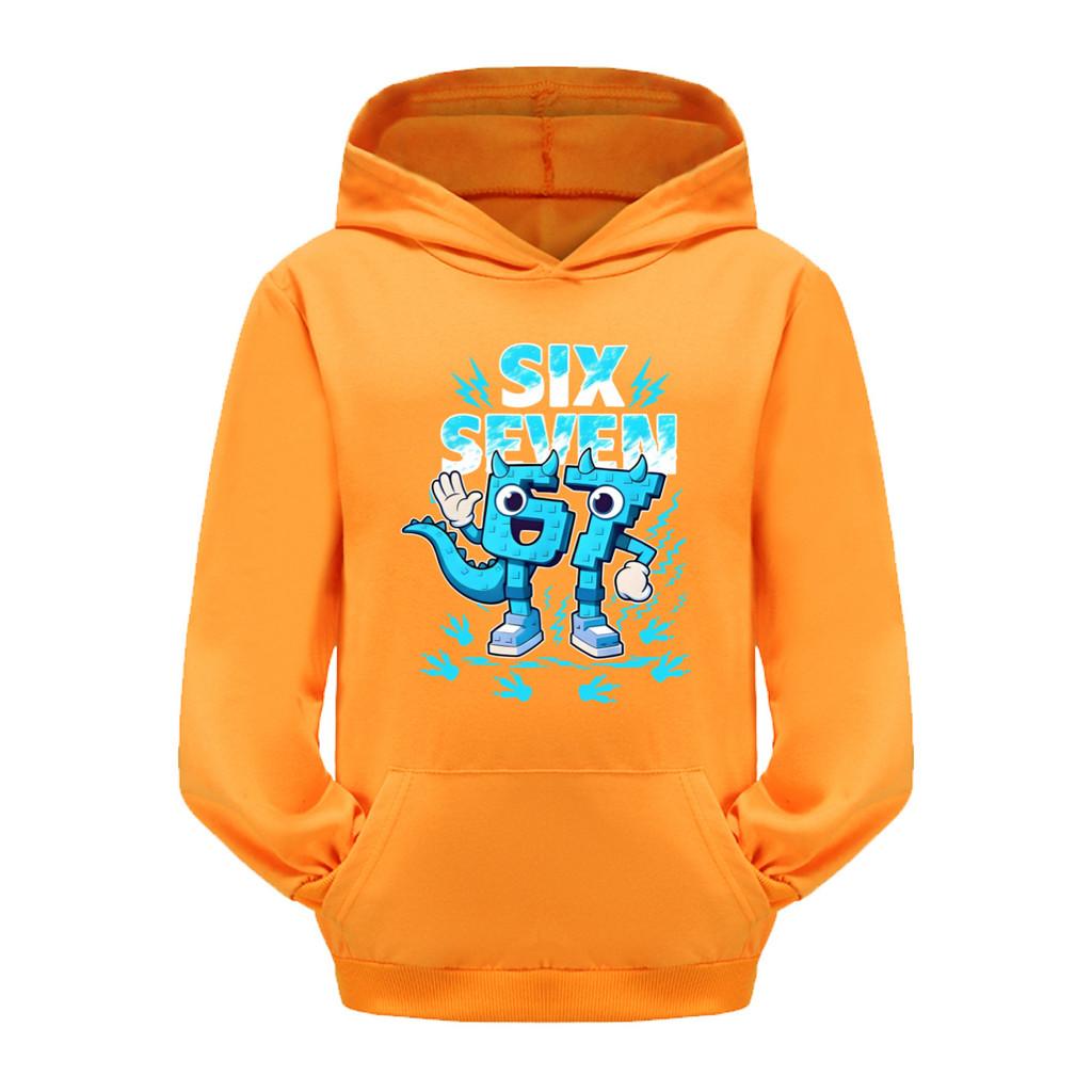 5192 Kinder Jungen Mädchen Steal a Brainrot 67 Six Seven Bedruckter Freizeit-Langarm-Hoodie Top