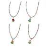Sweet Bohemia Short Choker Chain Colorful Beaded Necklace for Women Tulip Pendant Necklace Beaded Choker Necklace Gift