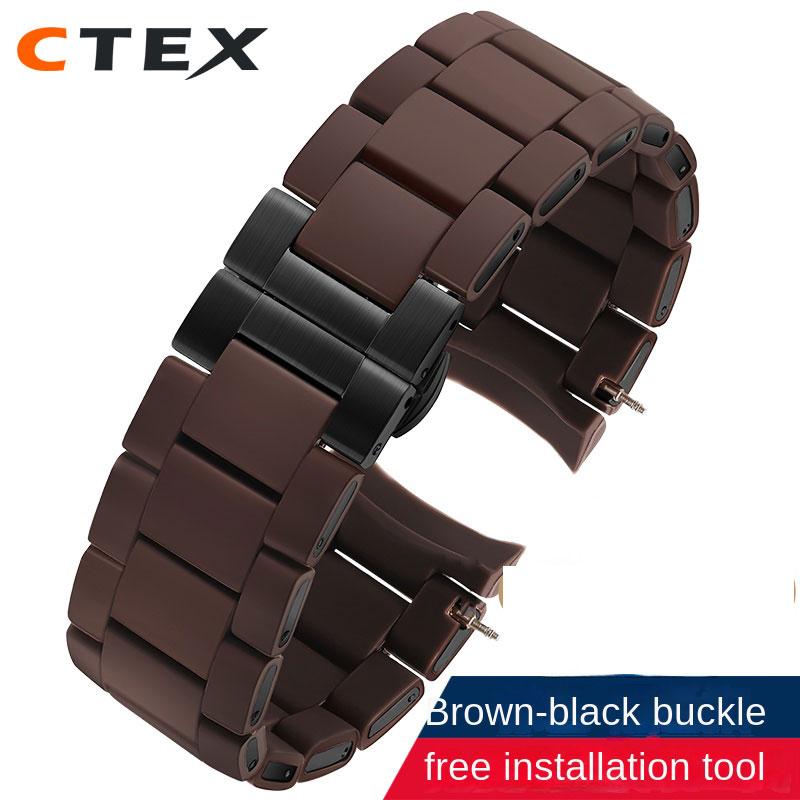 Silicone +Stainless Steel Strap for Armani AR5906 AR5905 AR5890 AR5889 5858 5920 Man 23mm Woman 20mm Rubber Watchband Bracelet