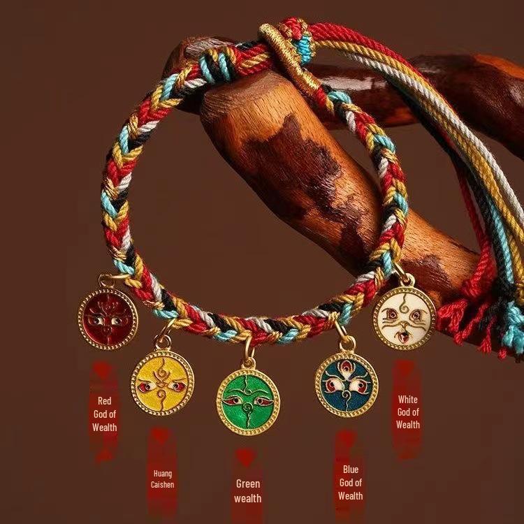 Five-Color Dragon Knot Wealth Bracelet: Adjustable Tibetan Ethnic Style for Attracting Prosperity