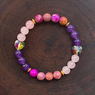 1pc/Strength and Protection Bracelet Imperial Jasper and Love Crystal Handmade Bracelet for Men and Women Cultivate Inner Peace
