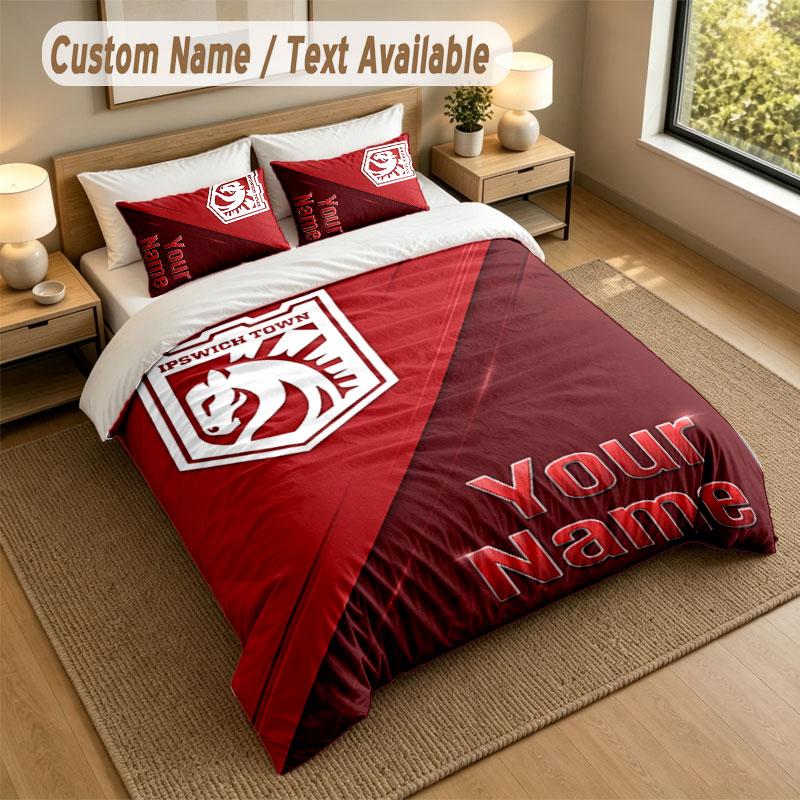 Bedding Set 1 Duvet Cover 2 Pillowcases Ipswich Town Print Soft Bed Linen Bedroom Decor