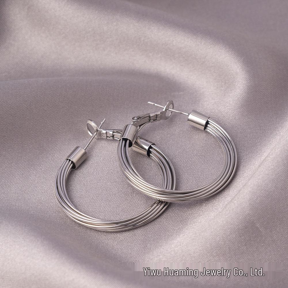 

Элегантные серьги с несколькими кругами: Европейский и американский стиль, женские роскошные и универсальные модные украшения