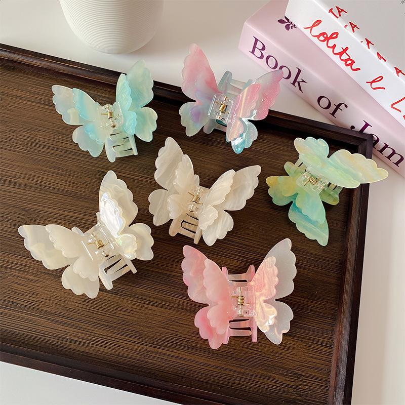 Acetat Harz Haarspangen Süße Fee Schmetterling Haarnadel Clip Farbverlauf Styling Haarspangen für Frauen Mädchen Haarschmuck