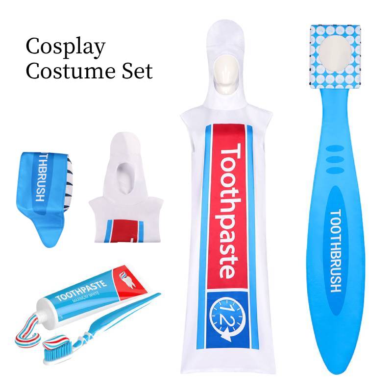 Tannkrem Morsom Tannbørste Cosplay Kostyme Par Halloween Antrekk Rollespill