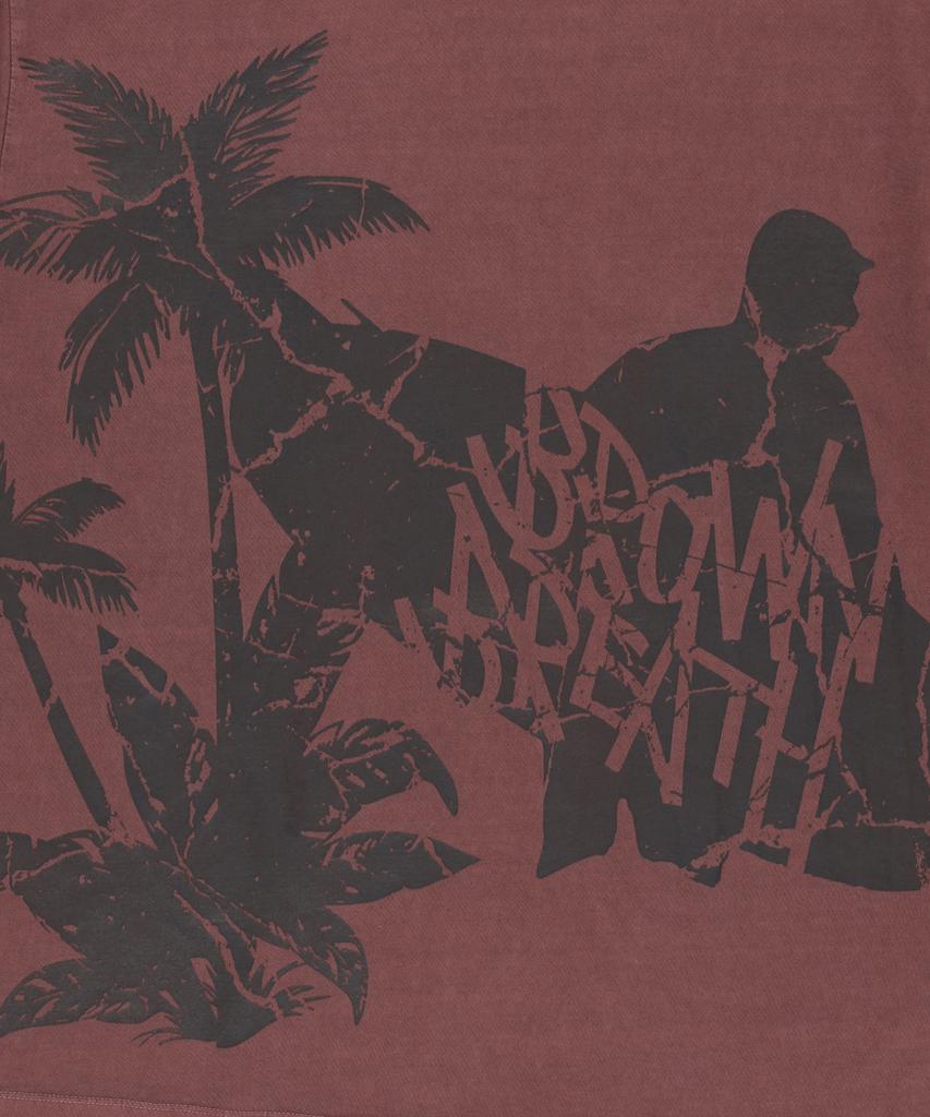 BROWNBREATH Pigment Surfing Tag Tee - Burgandy