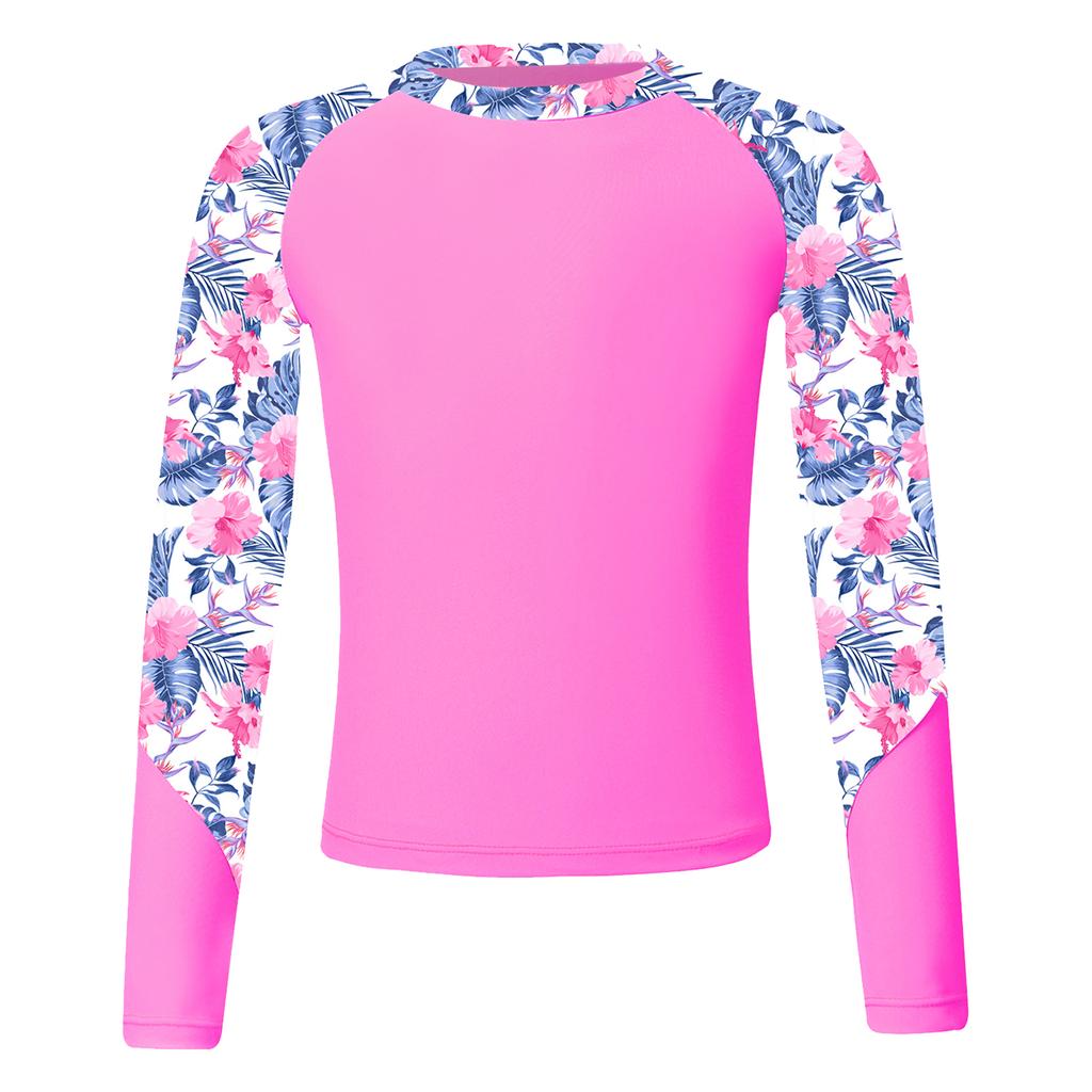 Girls' Swimsuit Long Sleeve UPF50+ Rash Guard Top Swimming Shirt Swimwear