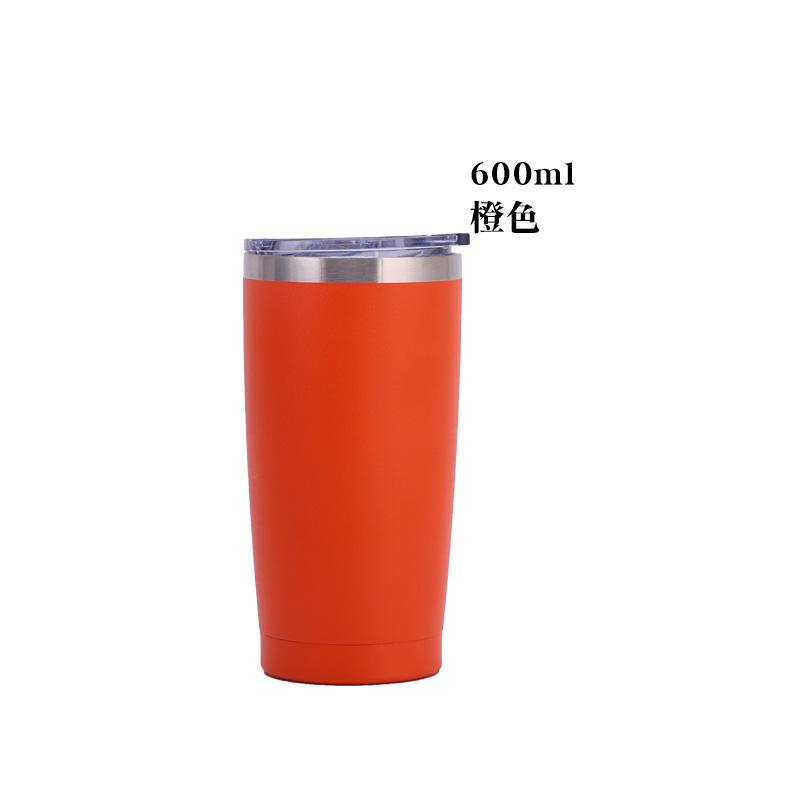 20oz Powder Coated 304 Stainless Steel Car Tumbler, Double Wall Vacuum Insulated Iced Coffee Travel Cup with Sliding Lid