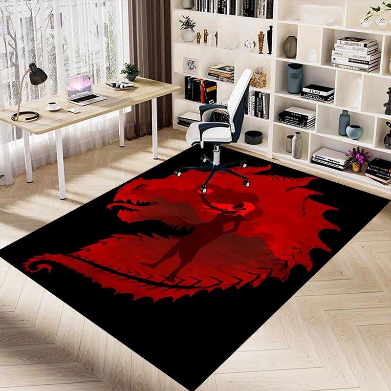 1pc Fire and Blood Office Carpet Chair Mats, Home Decor Mat | Fantasy Theme Mat | Durable Mat, Dragon DecorB24