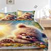 Conjunto de Roupa de Cama de Urso Cartoon Anime - Inclui Uma Capa de Edredom e Duas Fronhas (Sem núcleo) - Perfeito para Decoração de Quarto e Quarto de Hóspedes