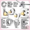 26 A-Z Alphabet Letters Charm Beads 925 Silver Charm Bead Fit Charm Bracelets Pendant DIY Jewelry
