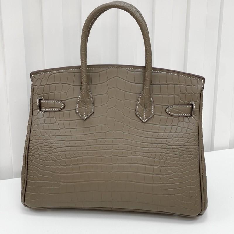 New Leather Women's Bag Crocodile Pattern Leather Matte 2530CM Platinum Bag Classic Versatile Portable