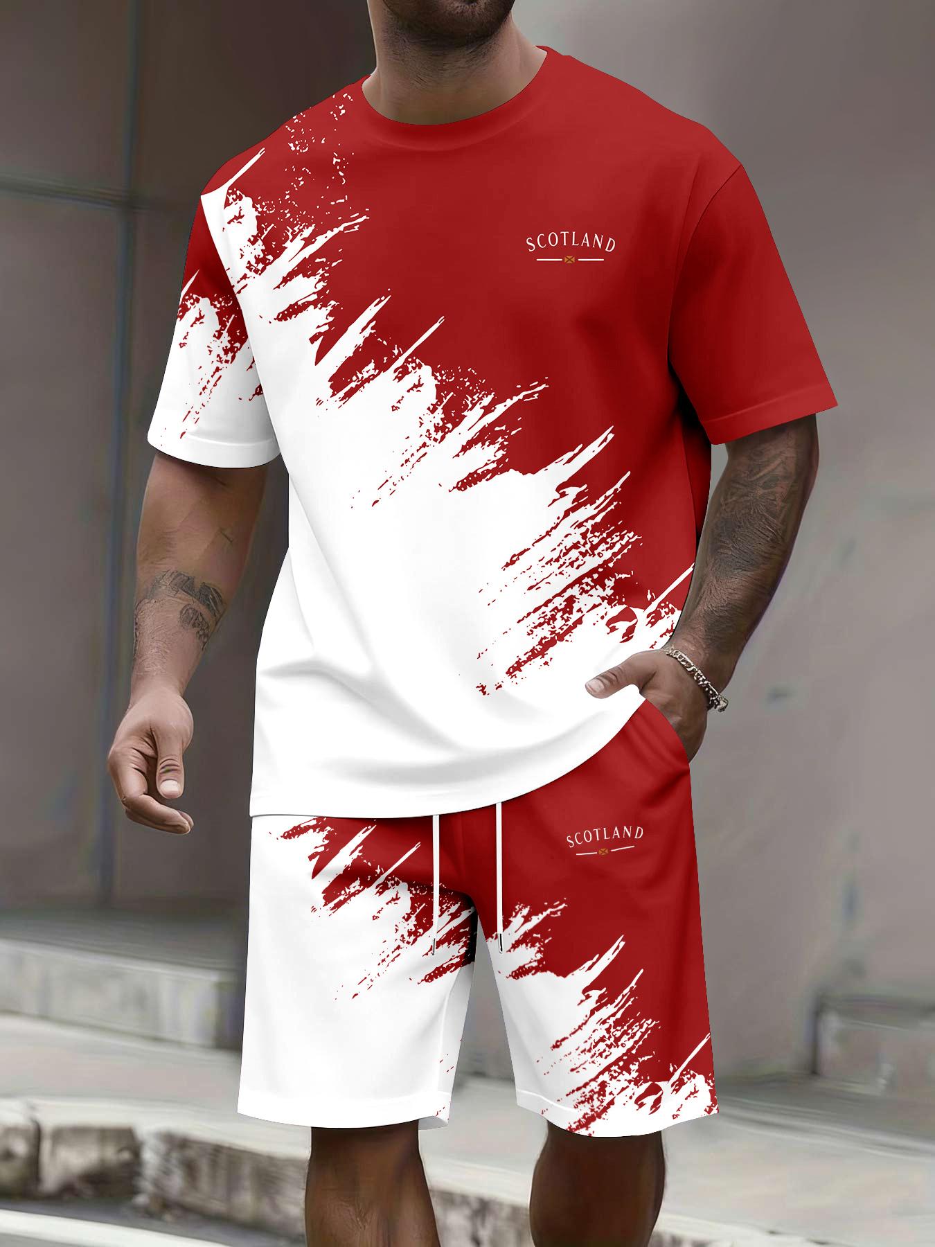 Casual Sports Suit Men s Short-sleeved Shorts Two-piece Set S