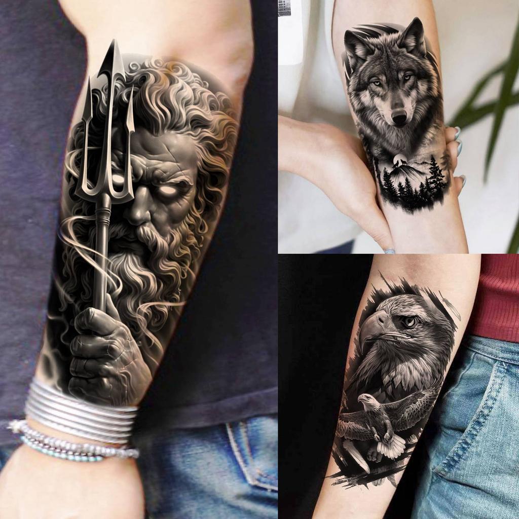 73 Fogli Tatuaggi Temporanei Dei Zeus Gesù Per Uomini Donne Impermeabili Realistici Leone Tigre Aquila Tatuaggio Finto Adesivo Lunga Durata