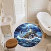 Dolphin pattern round rug,Carpet Rug for Living Room Bedroom Sofa Playroom Decor,Non-slip Floor Mat,Holiday Gifts and Birthday Gifts