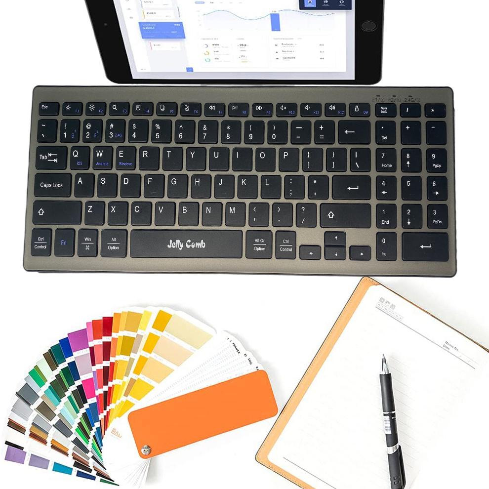 

Беспроводная клавиатура Bluetooth + 2,4G для iPad, портативного компьютера, беспроводная Bluetooth-клавиатура для нескольких устройств для ios Windows Gray korea style