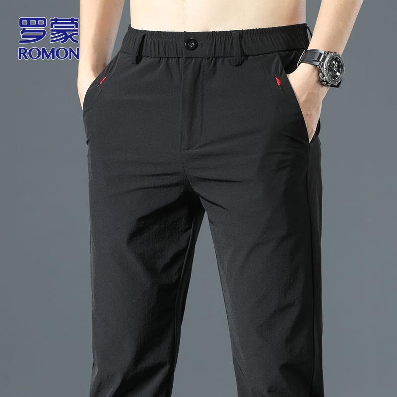 ROMON Men's Ice Silk Straight Casual Pants