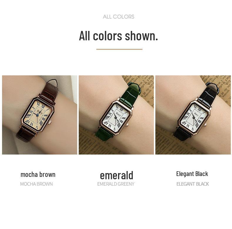 Rscy Retro Women's Genuine Leather Small Square Dial Quartz Watch – Light Luxury and High-End Niche Design