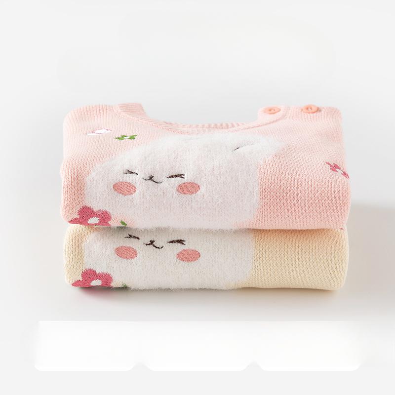 Παιδικό Πλεκτό Βαμβακερό Πουλόβερ με Λαγουδάκι Άνοιξη και Φθινόπωρο Κορίτσι Γλυκό Μαλακό Πουλόβερ