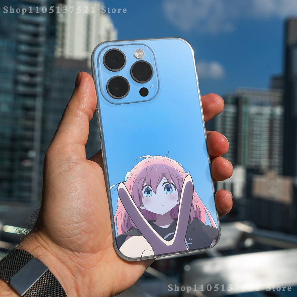 B-Bocchi-the-Rock Anime Phone Case For iPhone 17,16,15,14,13,12,11 Pro,Max,Plus,X,XS,XR,SE4,E Mini Transparent Soft Cover
