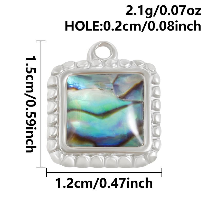 2pcs Various Shape Abalone Shell Trendy Square Oval Rectangle Stainless Steel Charm For Jewelry Making Supplies DIY Pendant Bulk