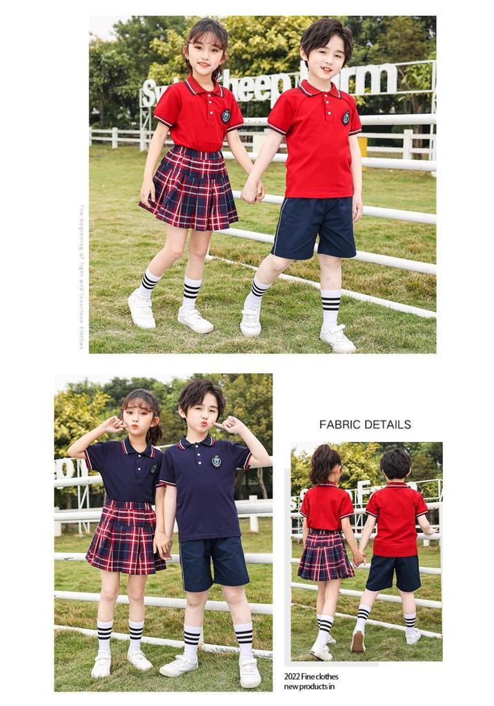 British Style Summer Kids' School Uniform Set - Boys & Girls Two-Piece Performance Wear
