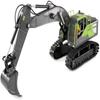 Amewi G071E 1:18 Scale Remote Control Excavator RC Construction Truck Toy for Kids 8+ Years, Rechargeable, Anthracite-Green