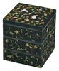Mitani Yamanaka Lacquerware Hana No Komichi Rectangular Size Three-Tiered Box, 5.0cm (with Tupperware), Black, M16545-6