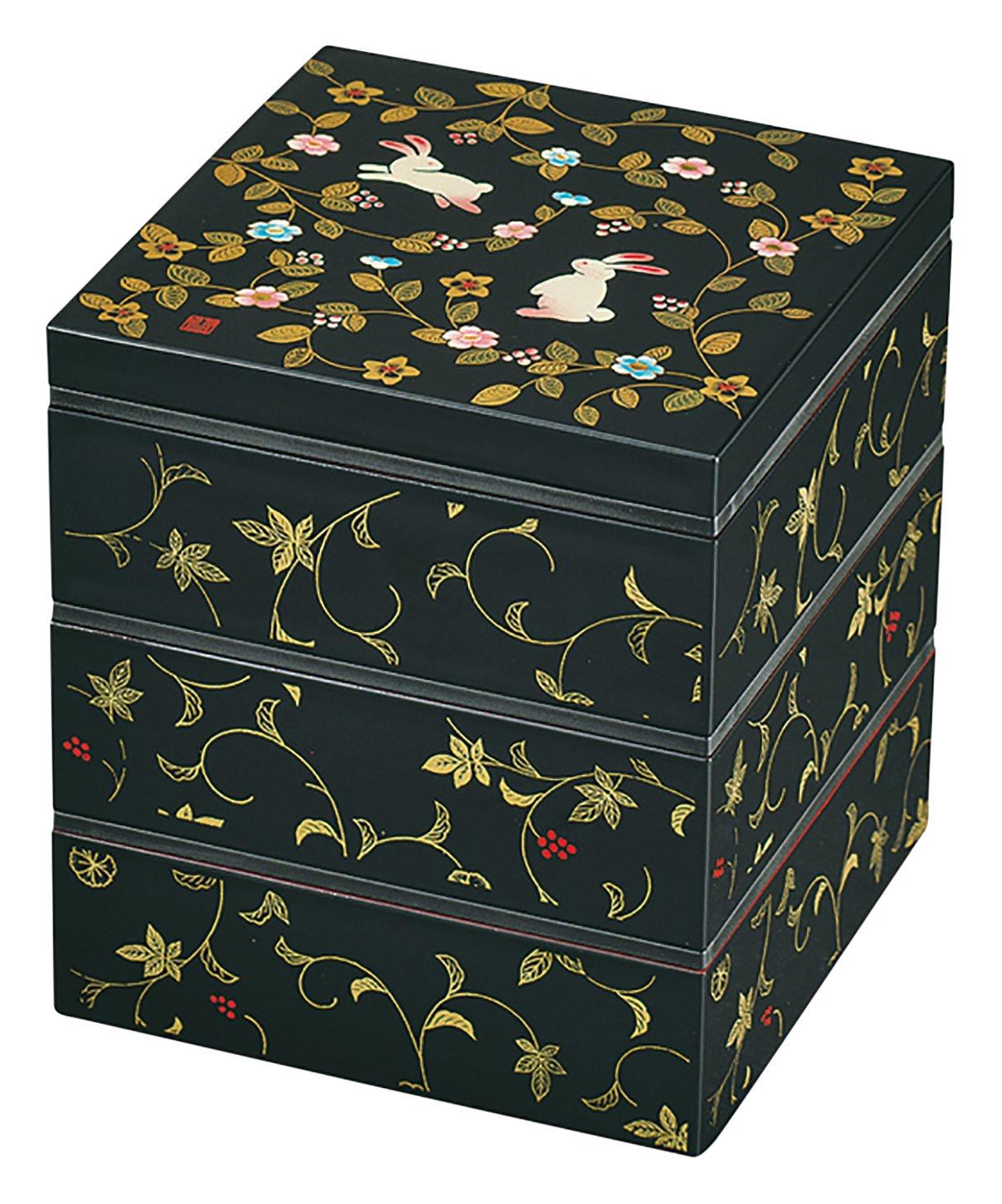 

Митани Яманака Лаковая посуда Хана но Комити Трехъярусная прямоугольная коробка, Размер 5,0 см (с Tupperware), Черный, M16545-6