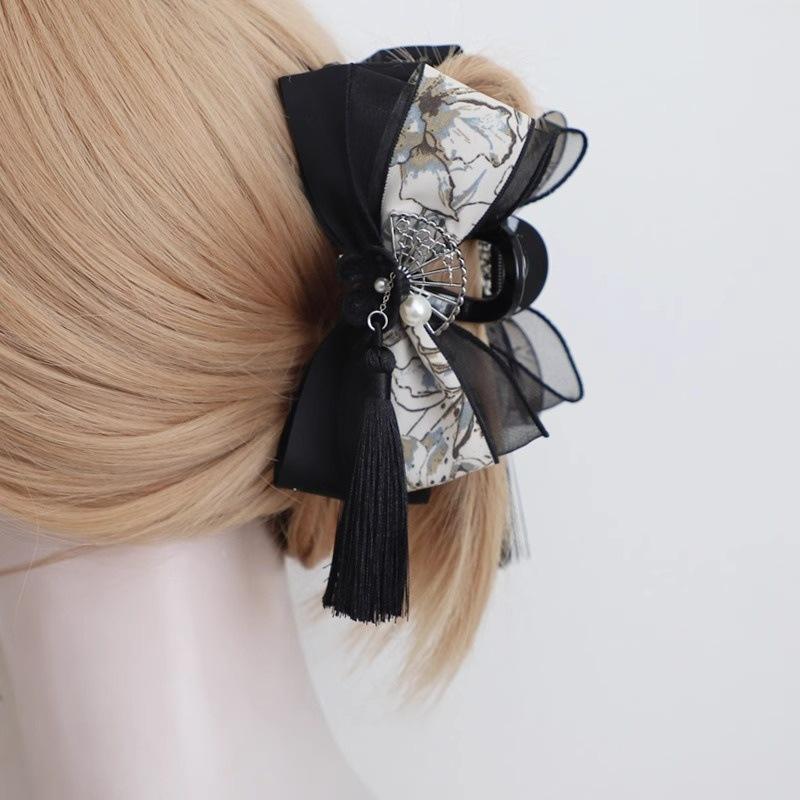 1pc New Chinese Style Ink Wash Tassel Clip  New High-end Qipao Shark Clip Hair Clip Headwear Hair Accessories for Women