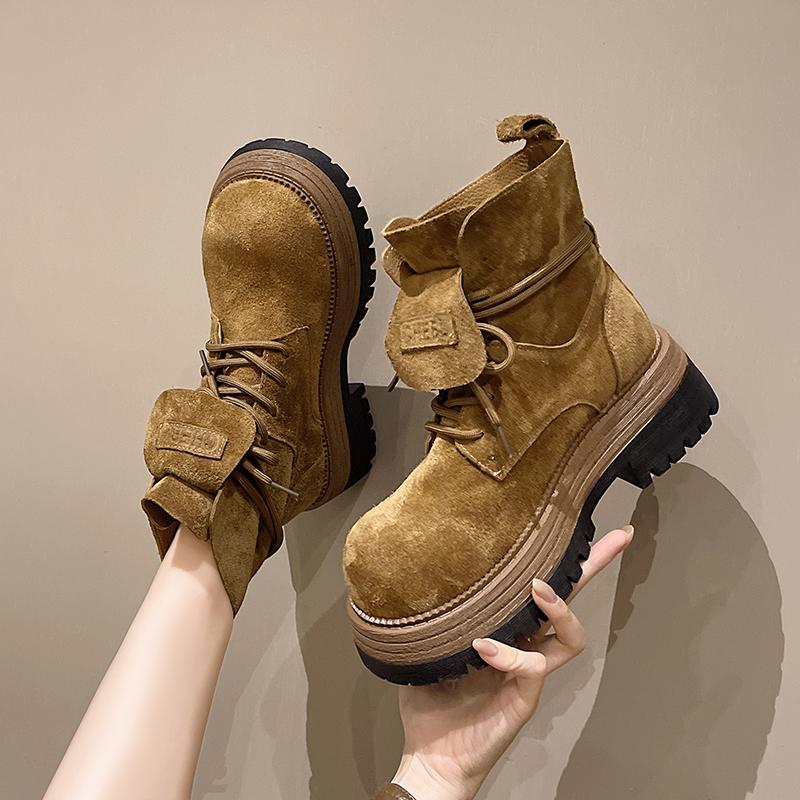 Flats Platform Women Ankle Boots Suede Casual Sport Shoes Designer New 2025 Winter Sneakers Walking Hiking Botas Zapatos