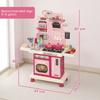 Play Kitchen, 33 PCS Kids Kitchen Playset with Lights, Sounds, Storage, Circulating Water Sink for 3-6 Years, Pink