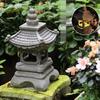 Zen Solar Stone Pagoda Lantern - Outdoor Resin Ornament for Garden and Courtyard Decor