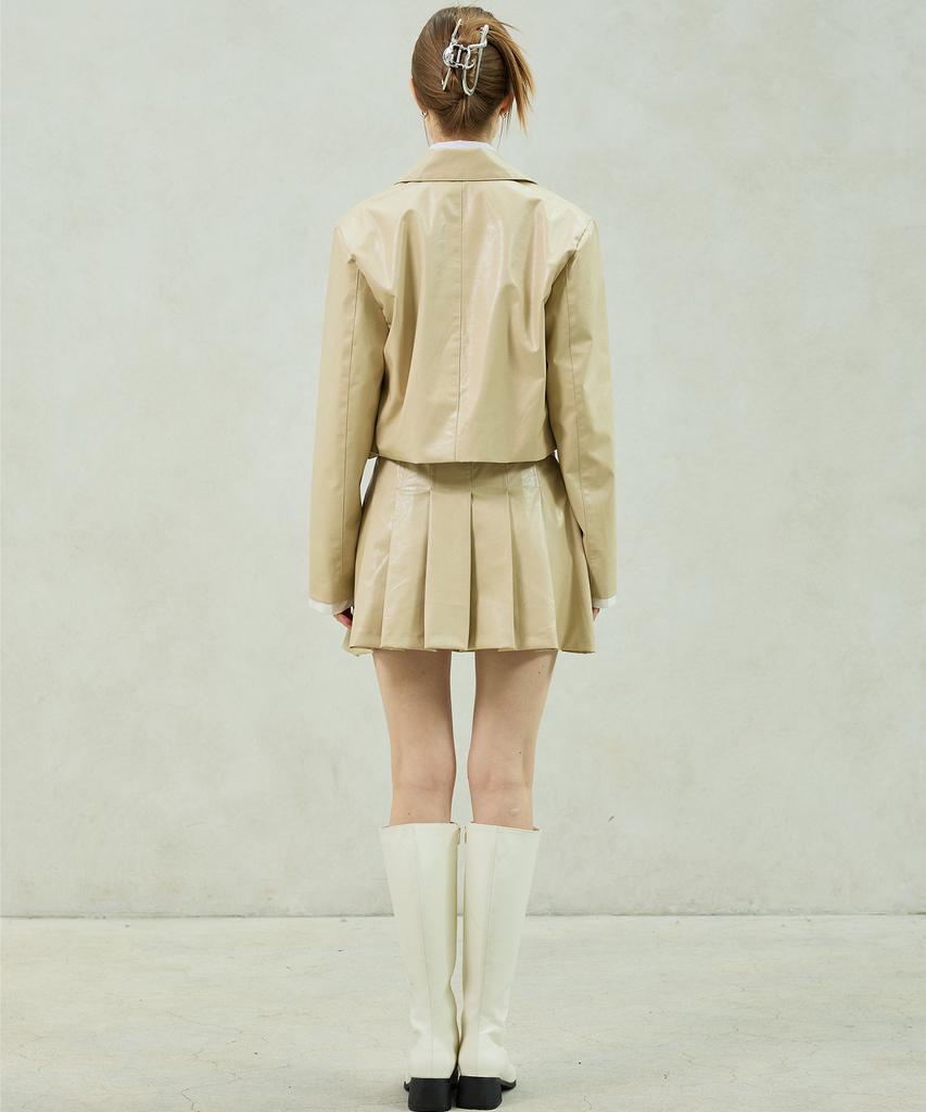 Arikim Molly Leather Crop Jacket/Beige