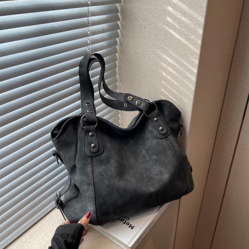 Retro large-capacity new women's bag versatile messenger bag simple casual shoulder tote bucket bag