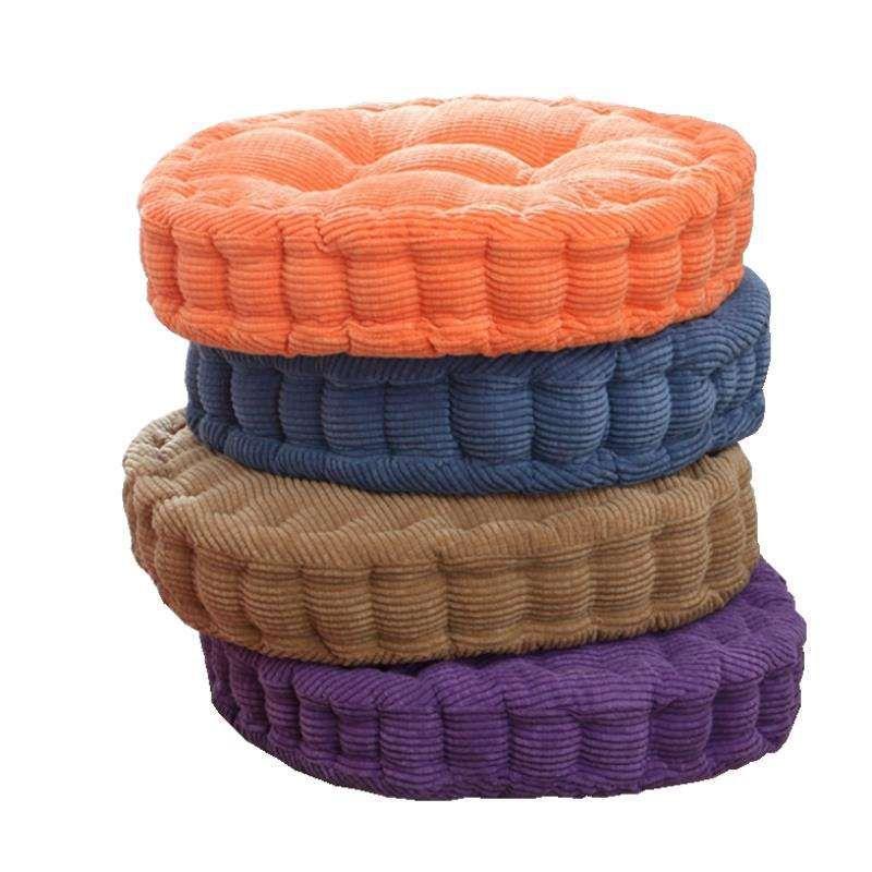 Luxuriöses rundes Kissen aus Kord für Terrasse, Auto, Büro und Sofa