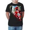 Power Rangers Photo Red Ranger Kick Official Kids T-Shirt Mighty Morphin Shirt