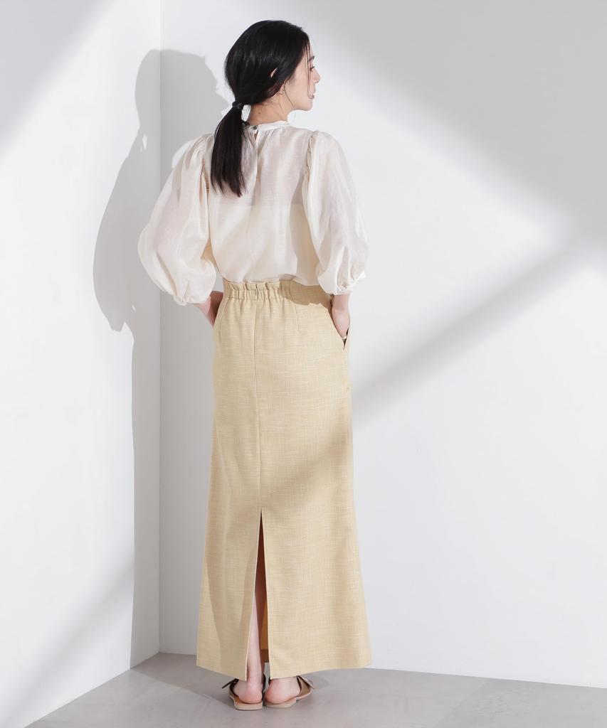 Nano Universe Linen Blend Sheer Blouse with Volume Size F Women's Sleeves, Ivory, 037, 669-5120317