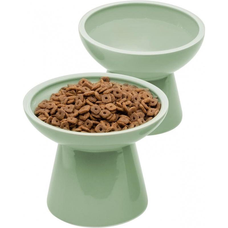 High-Leg Ceramic Cat Bowl with Neck Protection