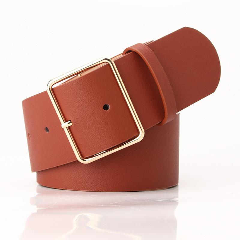 Fashion Ladies Leather Waist Belt With Square Buckle For Casual And Office Wear