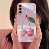 Women's Pink Metallic Paint Glass Phone Case Suitable for Samsung Galaxy S26 S25 S24 S22 S21 S20 FE Ultra Plus Shockproof